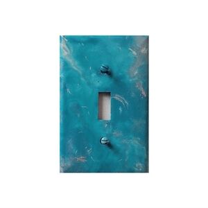 Hand Crafted Turquoise Abstract Design Single Toggle Light Switch Plate